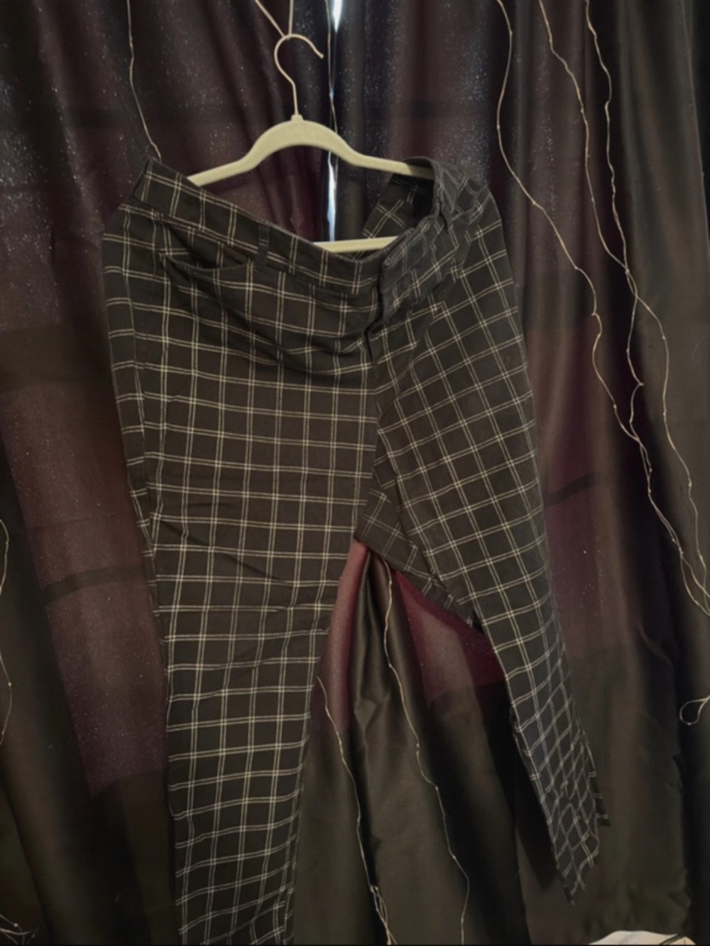 Old Navy Black Plaid Straight-Leg Pants